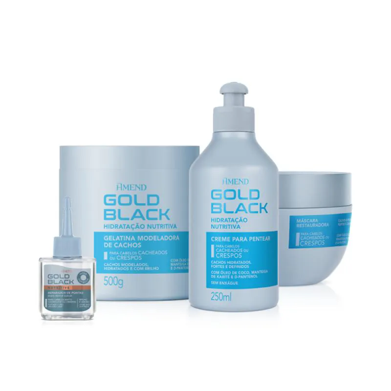 AMEND GOLD BLACK HIDRATAçãO NUTRITIVA MASC 250ML + CPP 250ML + GELATINA 500ML + ÓLEO 30ML