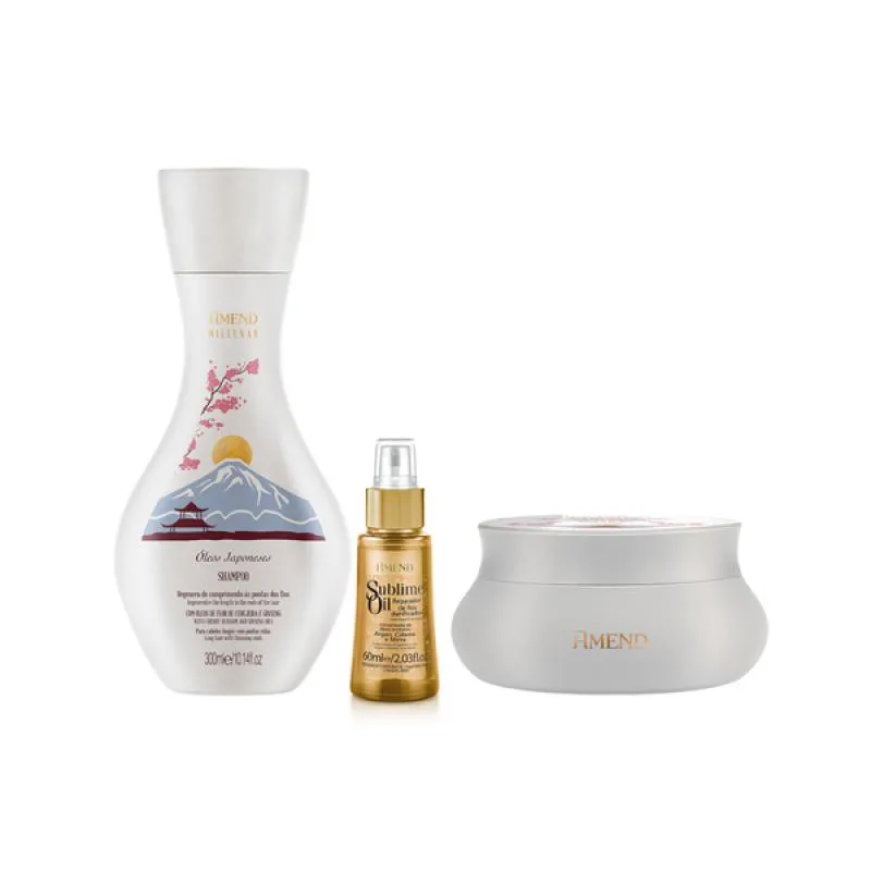 AMEND MILLENAR ÓLEOS JAPONESES SH 300ML + MASC 300ML + SUBLIME OIL 60ML