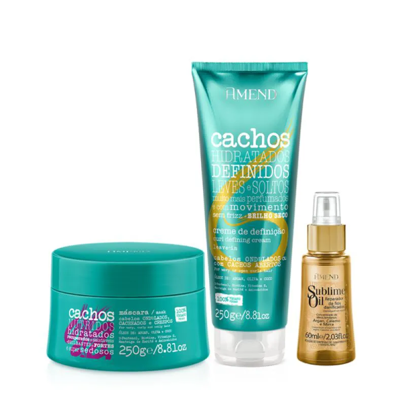 AMEND CACHOS MASC 250ML + LEAVE-IN ONDULADO 250ML + SUBLIME OIL 60ML