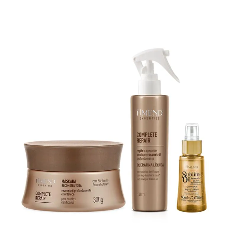 AMEND EXPERTISE COMPLETE REPAIR MASC 300ML + QUERATINA LíQUIDA 150ML + SUBLIME OIL 60ML