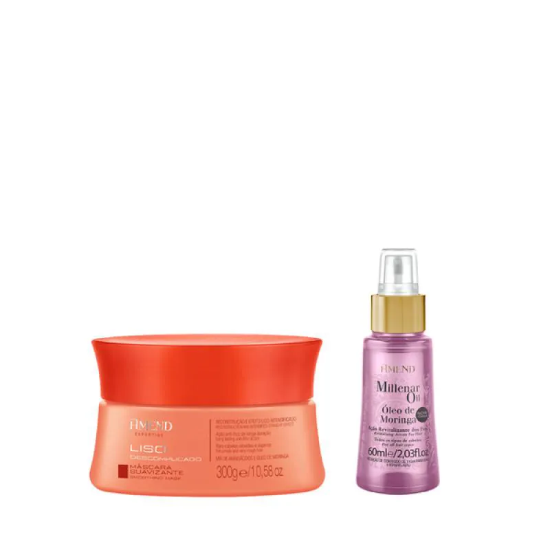 AMEND EXPERTISE LISO DESCOMPLICADO MASC 300ML + MILLENAR OIL MORINGA 60ML