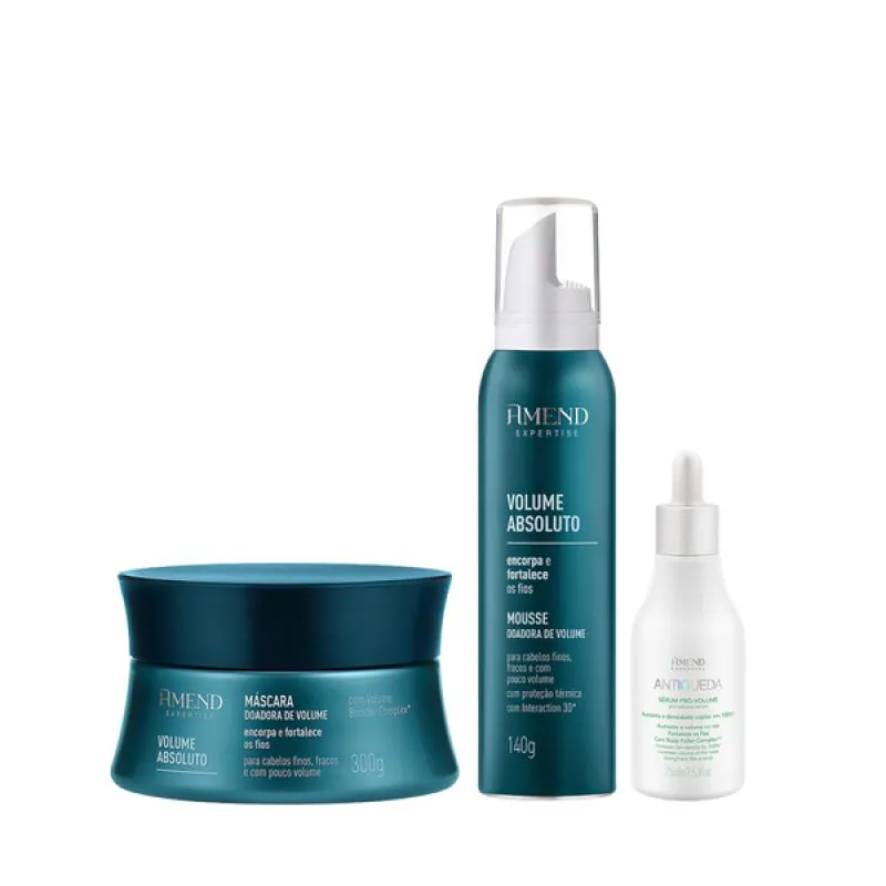 AMEND EXPERTISE VOLUME ABSOLUTO MASC 300ML + MOUSSE 140ML + SéRUM 75ML