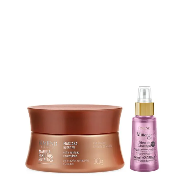 AMEND EXPERTISE MARULA FABULOUS MASC 300ML + MILLENAR OIL MORINGA 60ML