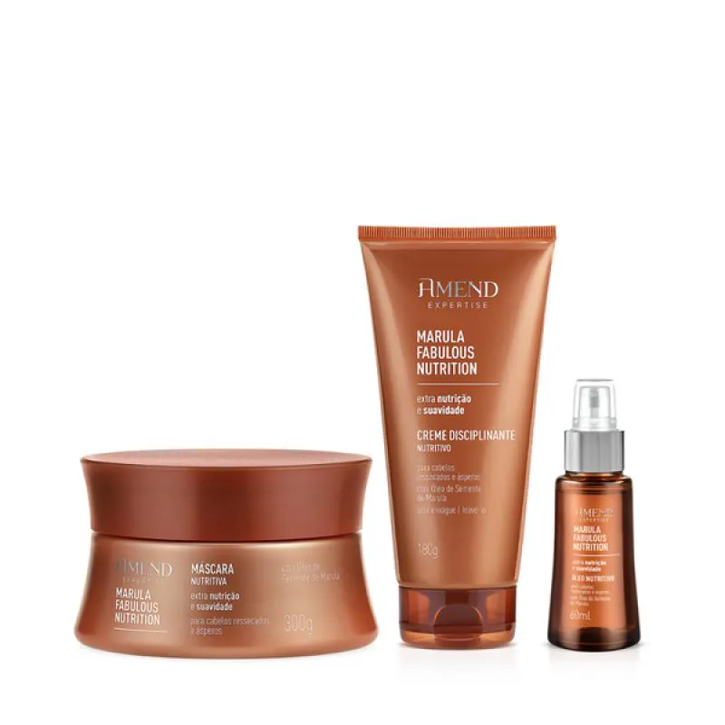 AMEND EXPERTISE MARULA FABULOUS MASC 300ML + LEAVE-IN 180ML + ÓLEO NUTRITIVO 60ML