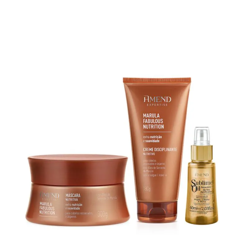 AMEND EXPERTISE MARULA FABULOUS MASC 300ML + LEAVE-IN 180ML + SUBLIME OIL 60ML