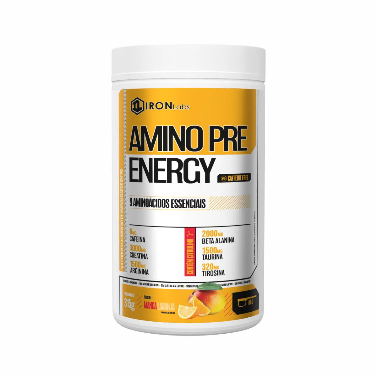 AMINO PRE ENERGY 315G MANGA/LARANJA - SEM CAFEÍNA