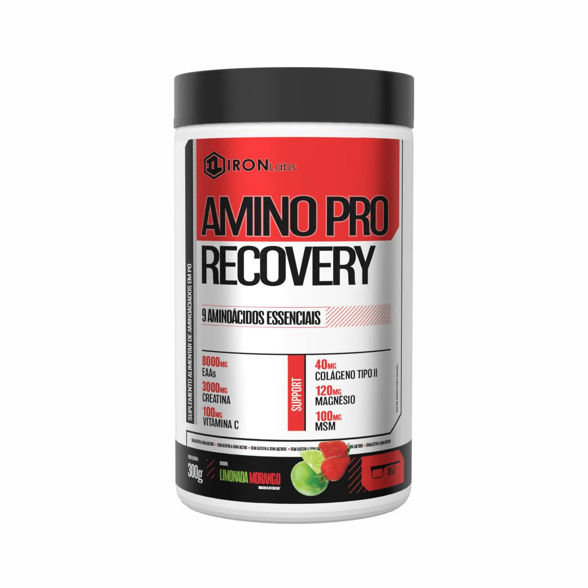 AMINO PRO RECOVERY 300G - IRON LABS SABOR:LIMONADA/MORANGO
