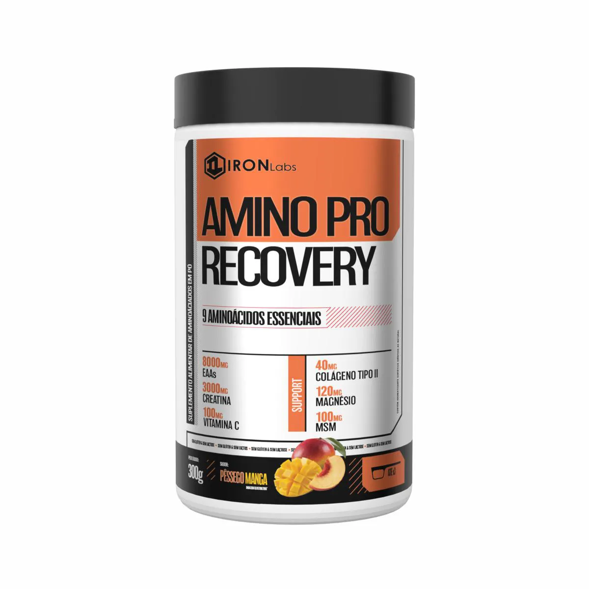 AMINO PRO RECOVERY 300G - IRON LABS SABOR:PESSEGO/MANGA