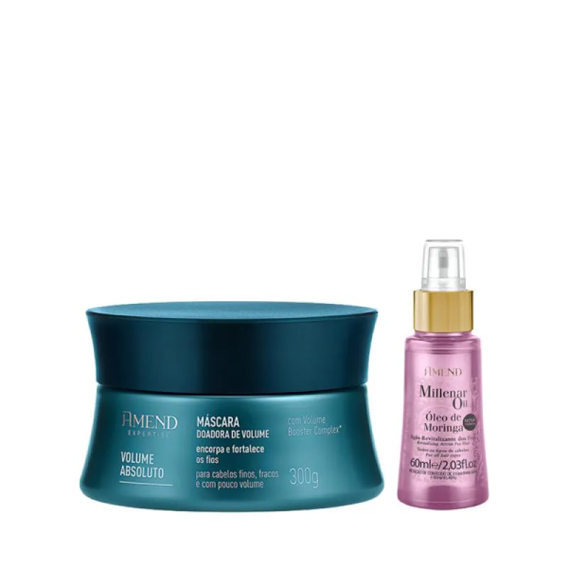 AMEND EXPERTISE VOLUME ABSOLUTO MASC 300ML + MILLENAR OIL MORINGA 60ML