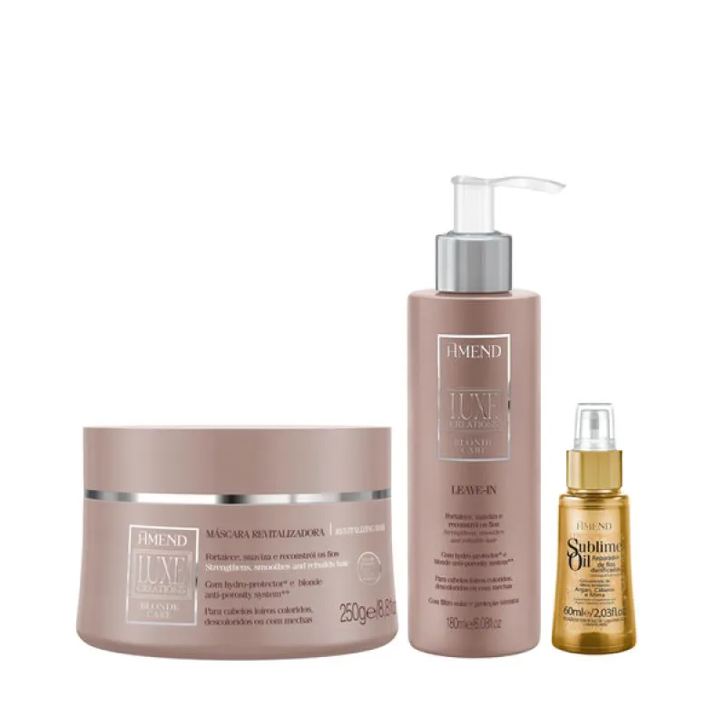 AMEND LUXE CREATIONS BLONDE CARE MASC 300ML + LEAVE-IN 180ML + SUBLIME OIL 60ML