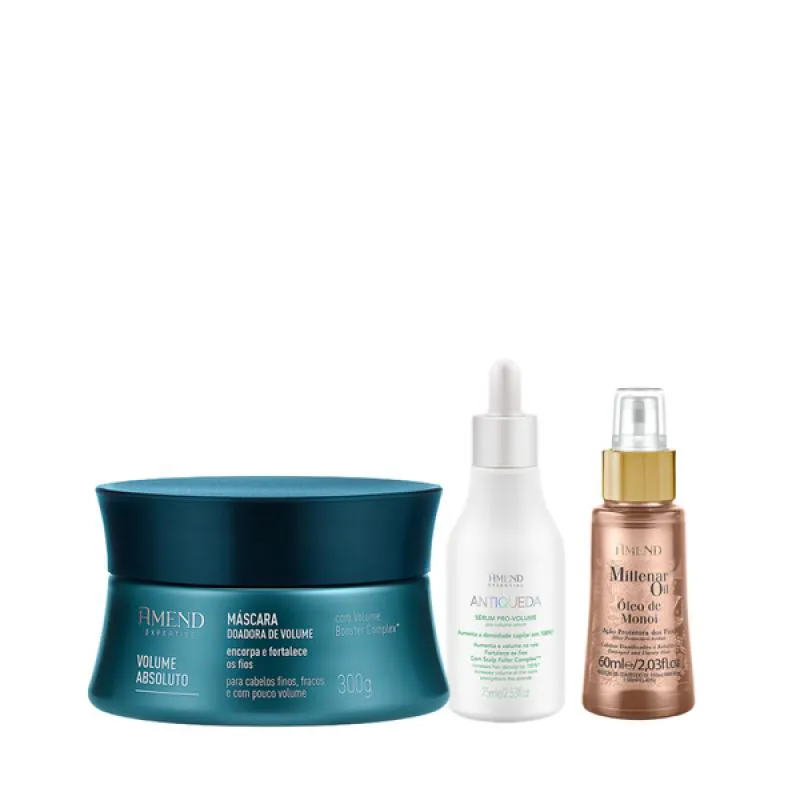 AMEND EXPERTISE VOLUME ABSOLUTO MASC 300ML + SéRUM 75ML + MILLENAR OIL MONóI 60ML