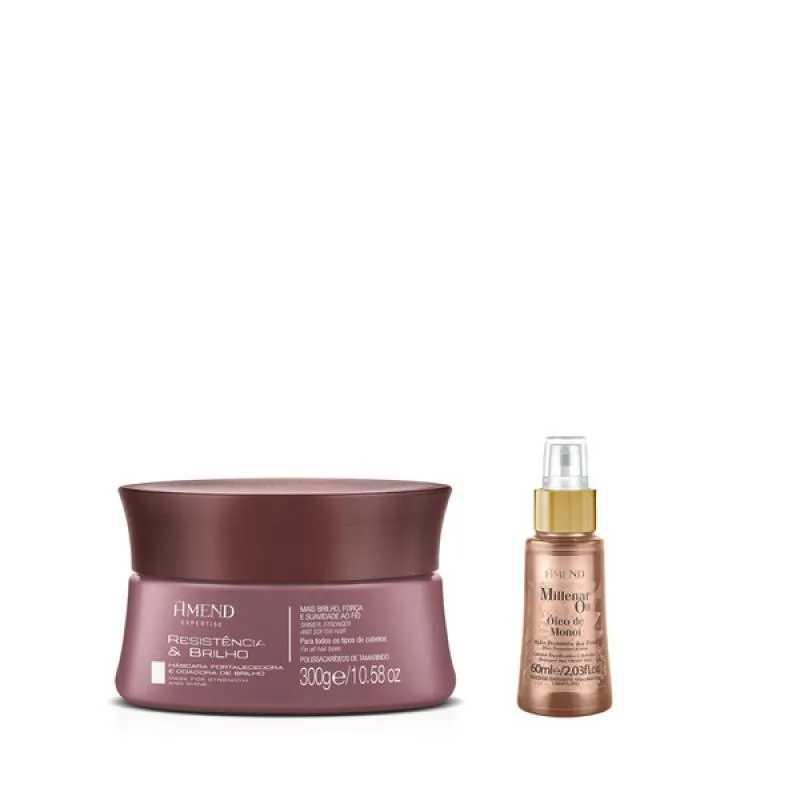 AMEND EXPERTISE RESISTêNCIA E BRILHO MASC 300ML + MILLENAR OIL MONóI 60ML
