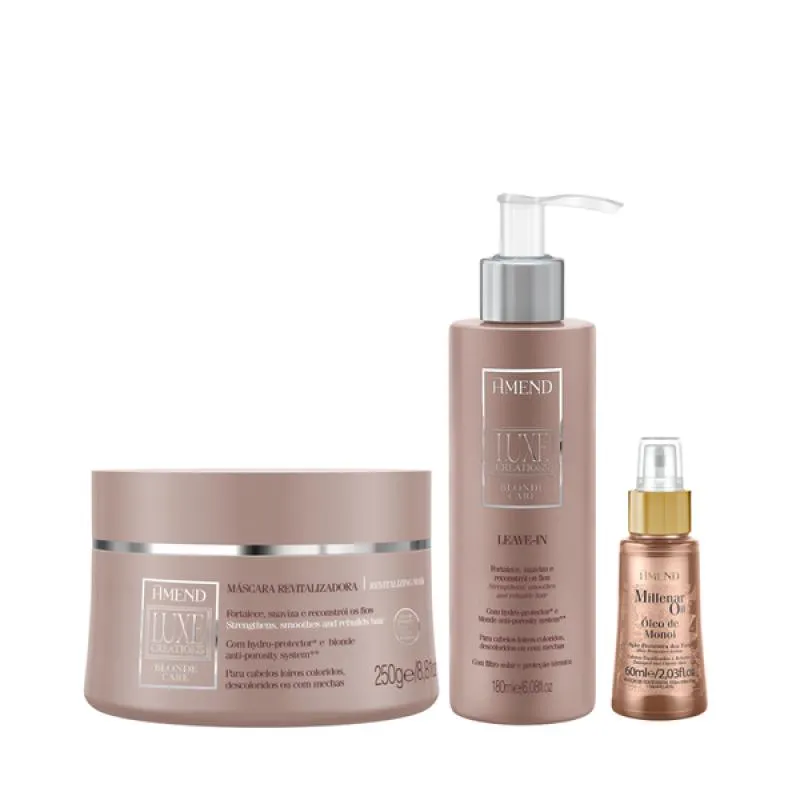 AMEND LUXE CREATIONS BLONDE CARE MASC 300ML + LEAVE-IN 180ML + MILLENAR OIL MONóI 60ML