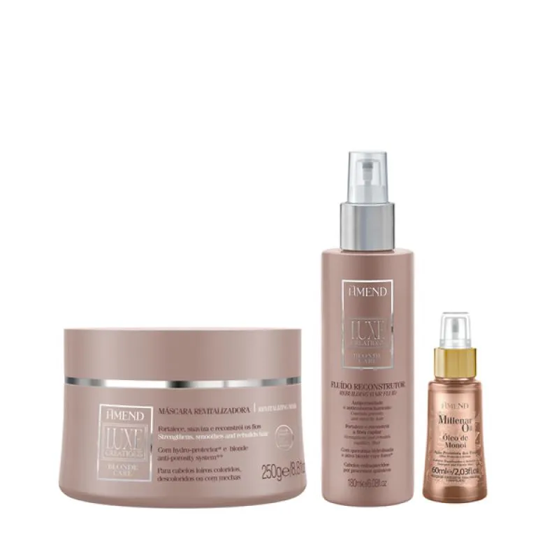 AMEND LUXE CREATIONS BLONDE CARE MASC 300ML + FLUíDO 180ML + MILLENAR OIL MONóI 60ML