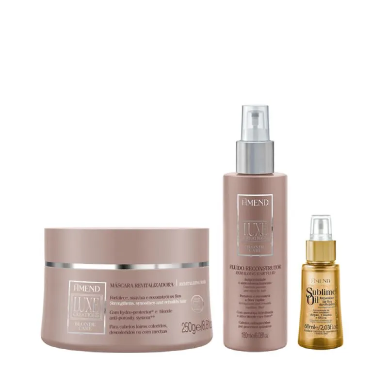 AMEND LUXE CREATIONS BLONDE CARE MASC 300ML + FLUíDO 180ML + SUBLIME OIL 60ML