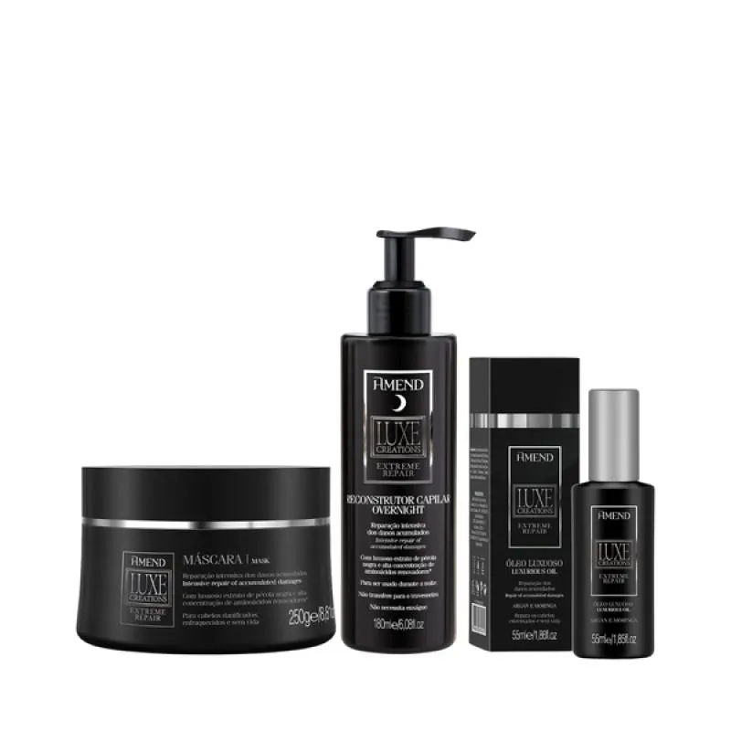 AMEND LUXE CREATIONS EXTREME REPAIR MASC 300ML + OVERNIGHT 180ML + ÓLEO 55ML