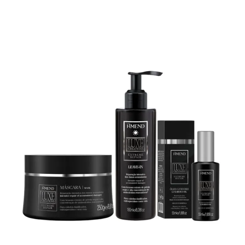 AMEND LUXE CREATIONS EXTREME REPAIR MASC 300ML + LEAVE-IN 180ML + ÓLEO 55ML