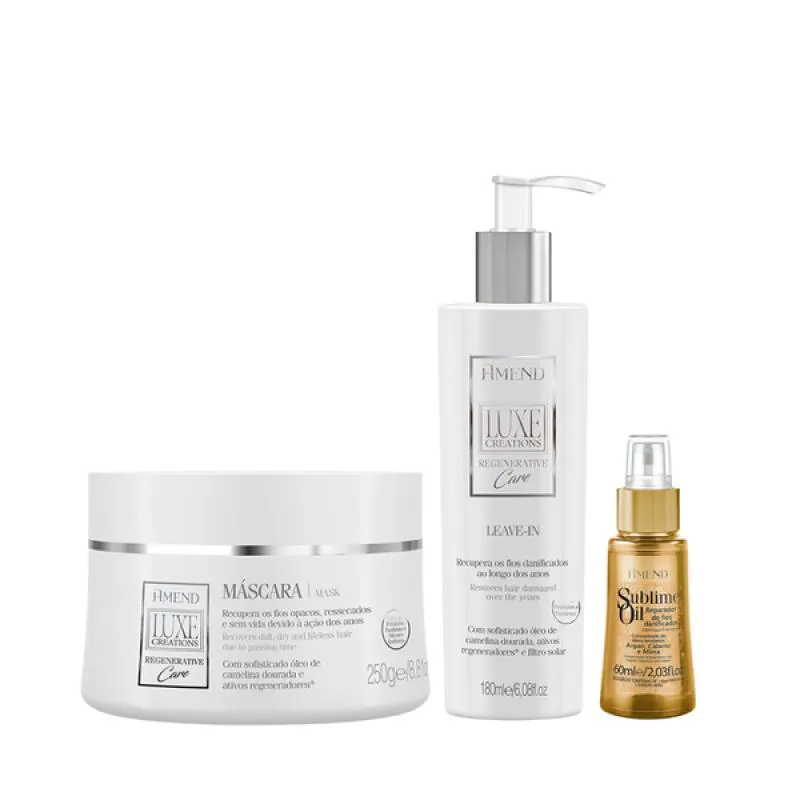 AMEND LUXE CREATIONS REGENERATIVE CARE MASC 300ML + LEAVE-IN 180ML + SUBLIME OIL 60ML