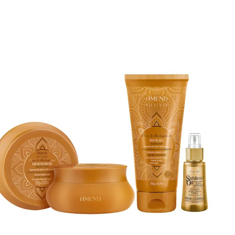 AMEND MILLENAR ÓLEOS DE MADAGASCAR MASC 300ML + BALM SELANTE 180ML + SUBLIME OIL 60ML