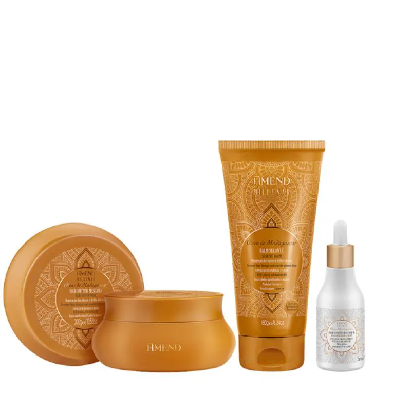 AMEND MILLENAR ÓLEOS DE MADAGASCAR MASC 300ML + BALM SELANTE 180ML + ÓLEO ELIXIR NUTRITIVO 75ML