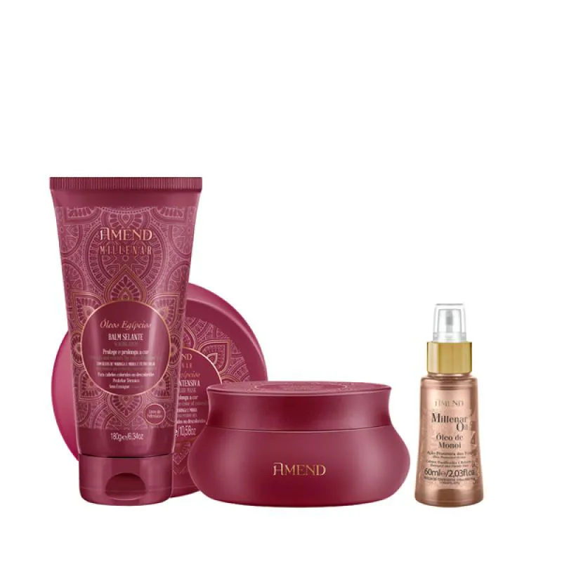 AMEND MILLENAR ÓLEOS EGíPCIOS MASC 300ML + BALM SELANTE 180ML + MILLENAR OIL MONóI 60ML