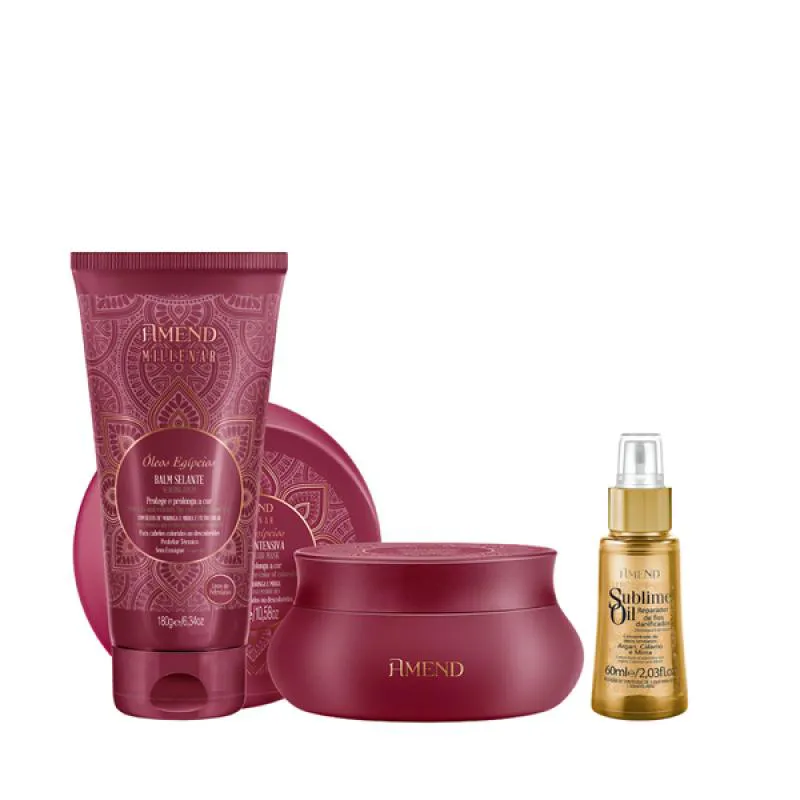 AMEND MILLENAR ÓLEOS EGíPCIOS MASC 300ML + BALM SELANTE 180ML + SUBLIME OIL 60ML