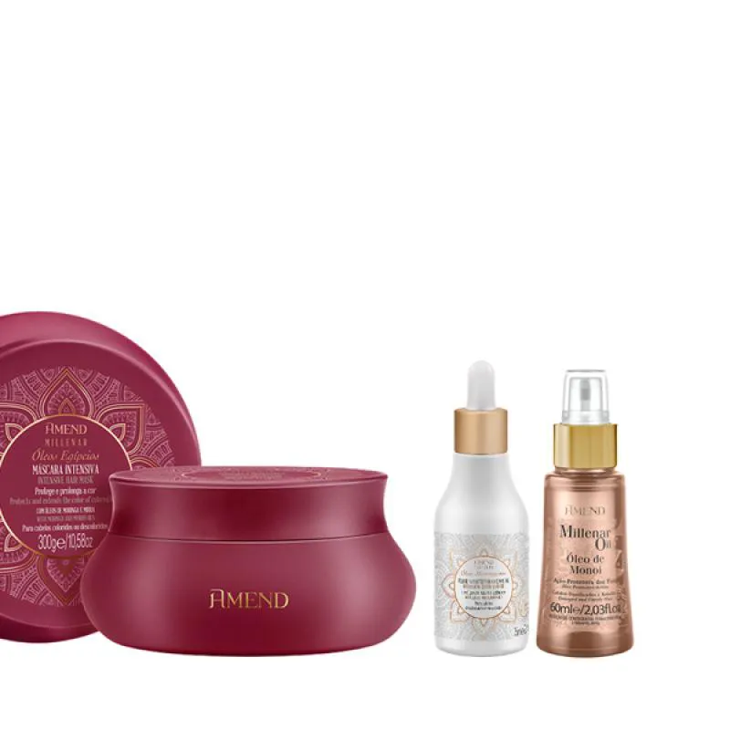 AMEND MILLENAR ÓLEOS EGíPCIOS MASC 300ML + ÓLEO ELIXIR NUTRITIVO 75ML + MILLENAR OIL MONóI 60ML