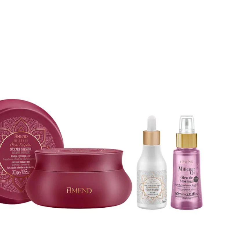 AMEND MILLENAR ÓLEOS EGíPCIOS MASC 300ML + ÓLEO ELIXIR NUTRITIVO 75ML + MILLENAR OIL MORINGA 60ML