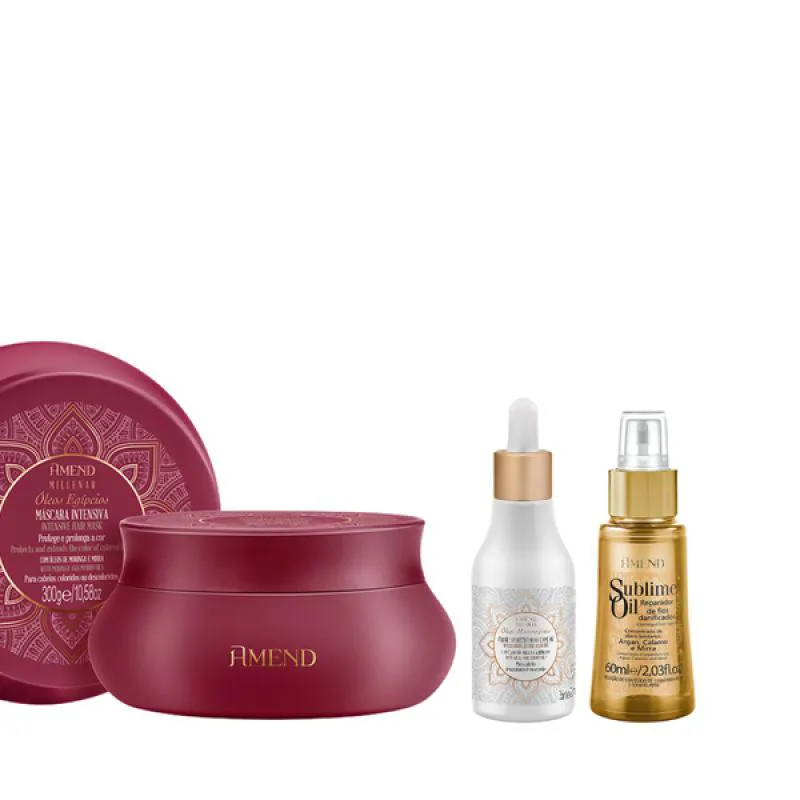 AMEND MILLENAR ÓLEOS EGíPCIOS MASC 300ML + ÓLEO ELIXIR NUTRITIVO 75ML + SUBLIME OIL 60ML