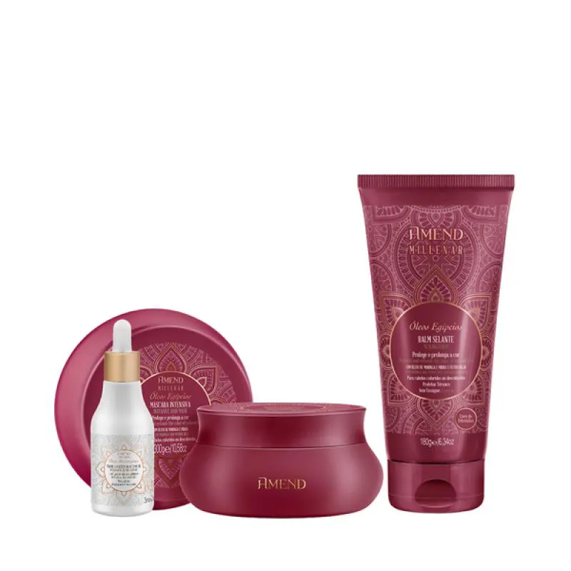 AMEND MILLENAR ÓLEOS EGíPCIOS MASC 300ML + BALM SELANTE 180ML + ÓLEO ELIXIR NUTRITIVO 75ML