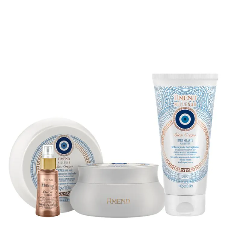 AMEND MILLENAR ÓLEOS GREGOS MASC 300ML + BALM SELANTE 180ML + MILLENAR OIL MONóI 60ML
