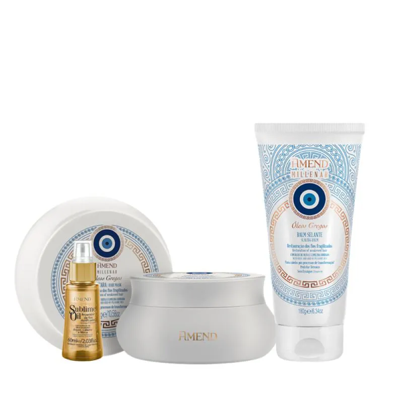 AMEND MILLENAR ÓLEOS GREGOS MASC 300ML + BALM SELANTE 180ML + SUBLIME OIL 60ML