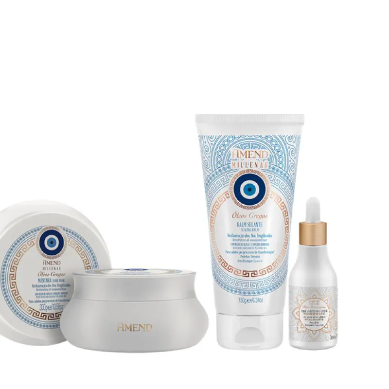 AMEND MILLENAR ÓLEOS GREGOS MASC 300ML + BALM SELANTE 180ML + ÓLEO ELIXIR NUTRITIVO 75ML