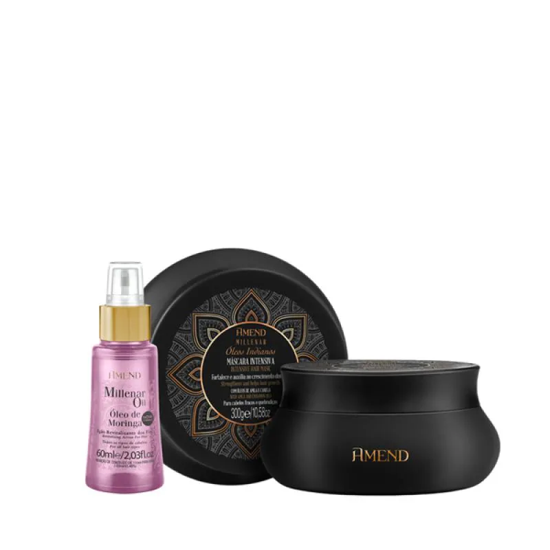 AMEND MILLENAR ÓLEOS INDIANOS MASC 300ML + MILLENAR OIL MORINGA 60ML