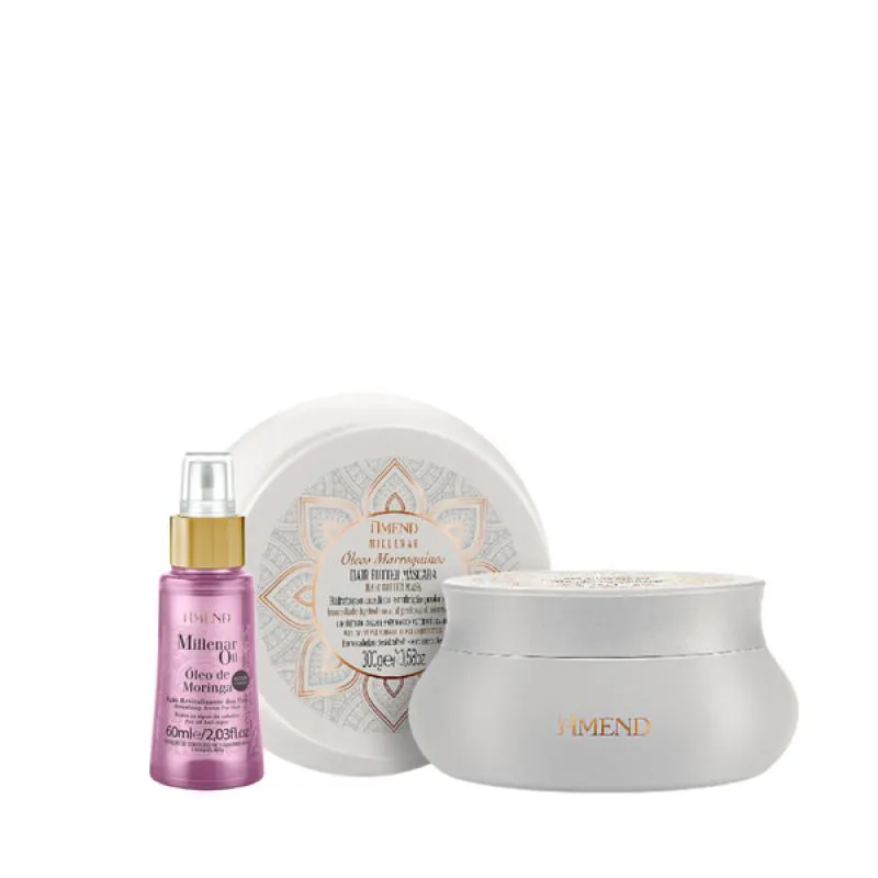 AMEND MILLENAR ÓLEOS MARROQUINOS MASC 300ML + MILLENAR OIL MORINGA 60ML