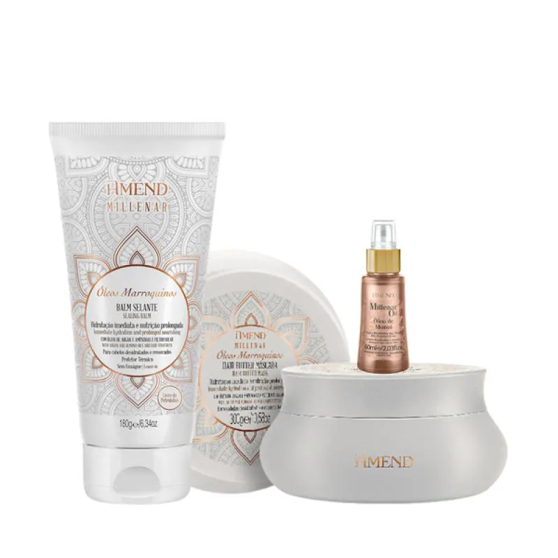 AMEND MILLENAR ÓLEOS MARROQUINOS MASC 300ML + BALM SELANTE 180ML + MILLENAR OIL MONóI 60ML