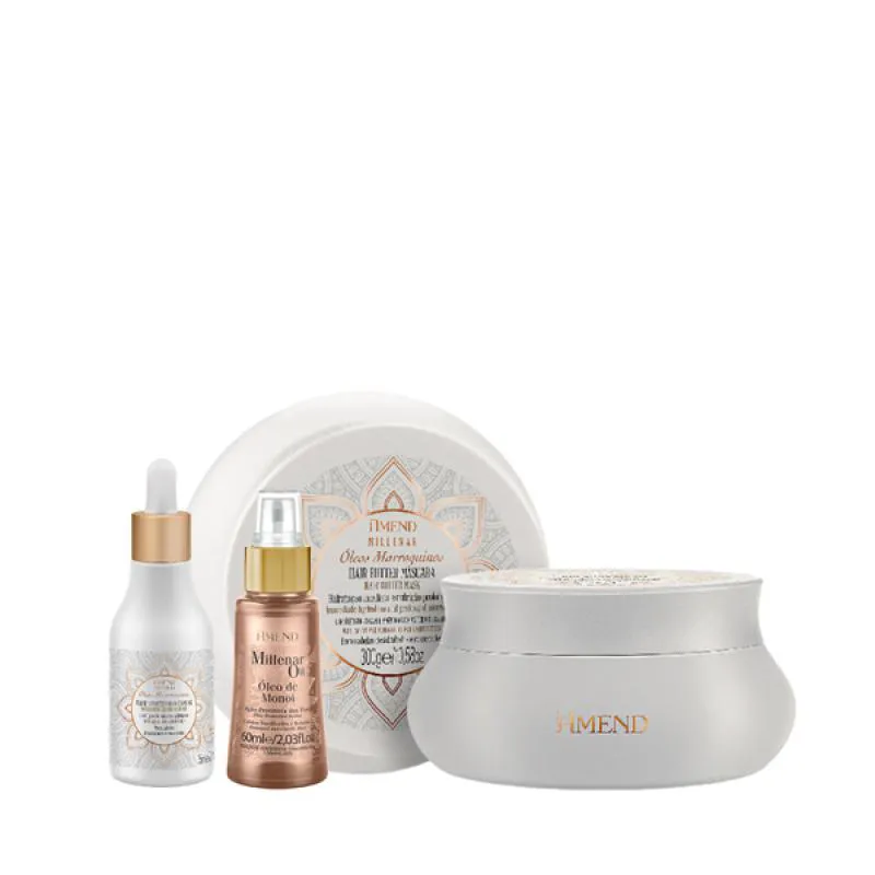 AMEND MILLENAR ÓLEOS MARROQUINOS MASC 300ML + ÓLEO ELIXIR NUTRITIVO 75ML + MILLENAR OIL MONóI 60ML