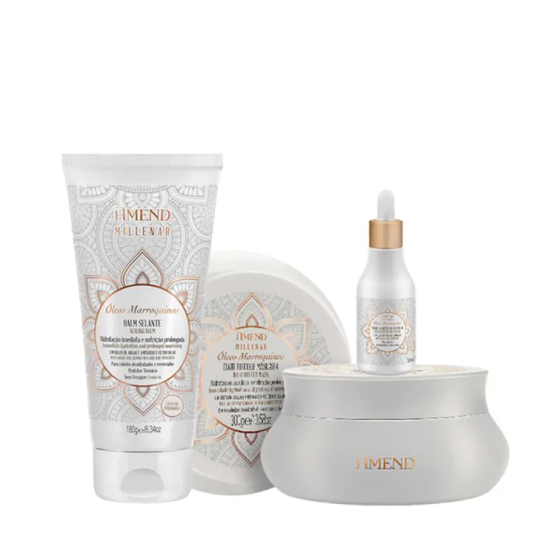 AMEND MILLENAR ÓLEOS MARROQUINOS MASC 300ML + BALM SELANTE 180ML + ÓLEO ELIXIR NUTRITIVO 75ML