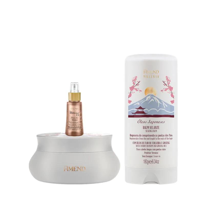 AMEND MILLENAR ÓLEOS JAPONESES MASC 300ML + BALM SELANTE 180ML + MILLENAR OIL MONóI 60ML