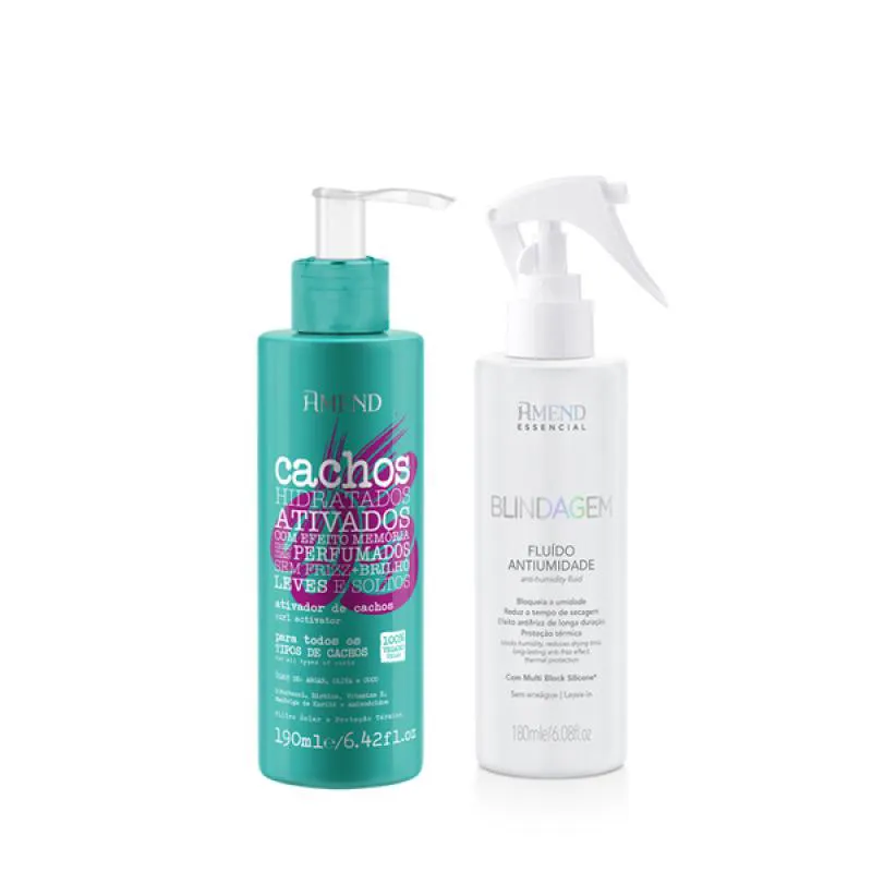 AMEND CACHOS ATIVADOR DE CACHOS 190ML + ESSENCIAL BLINDAGEM 180ML
