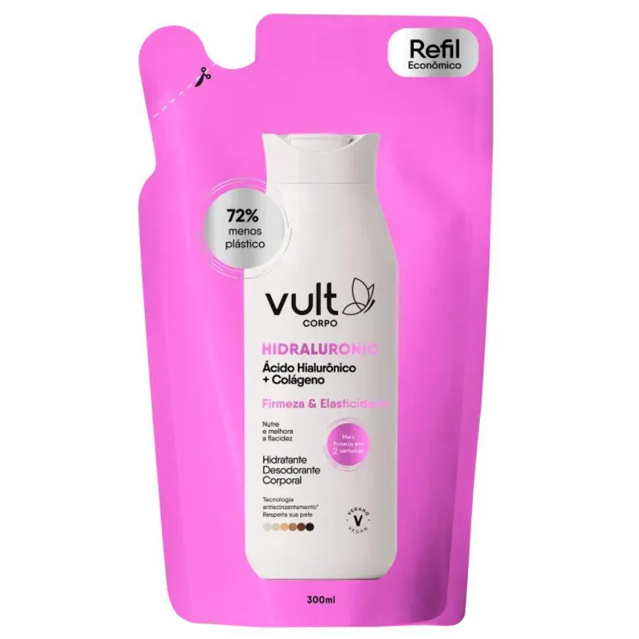 REFIL HIDRATANTE DESODORANTE CORPORAL ÁCIDO HIALURôNICO + COLáGENO 300ML - VULT