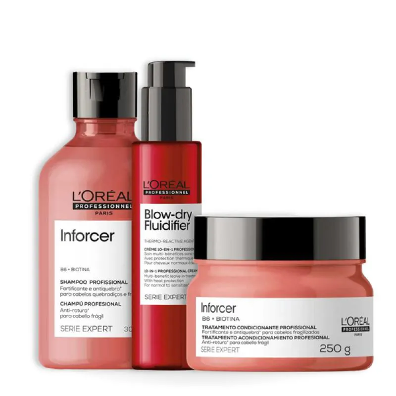 KIT LOREAL INFORCER SH 300ML + MASC 250ML + FLUIDIFIER 150ML