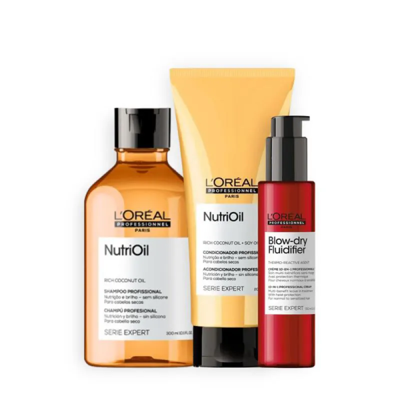 KIT LOREAL NUTRIOIL SH 300ML + COND 200ML + FLUIDIFIER 150ML