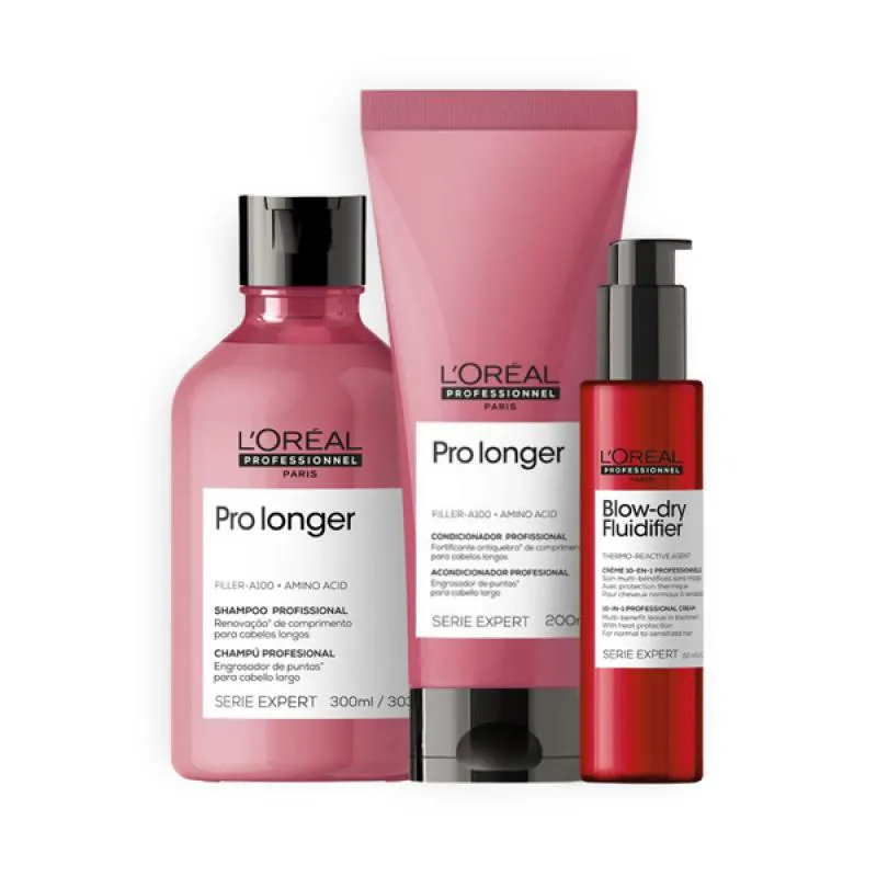 KIT LOREAL PRO LONGER SH 300ML + COND 200ML + FLUIDIFIER DRY