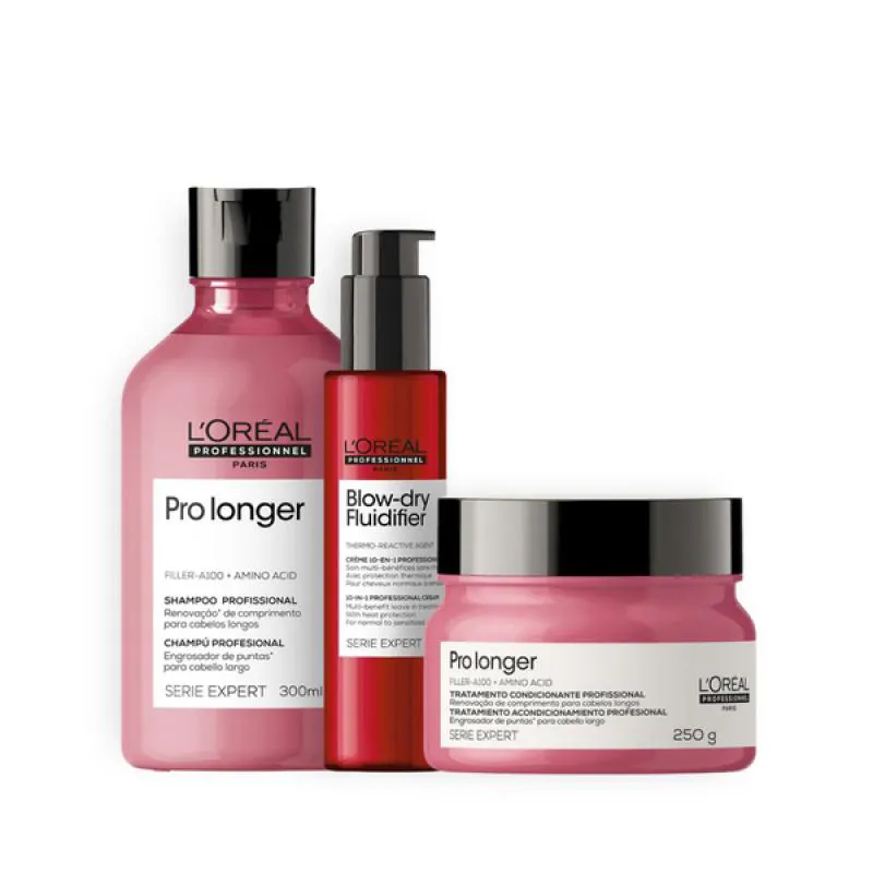 KIT LOREAL PRO LONGER SH 300ML + MASC 250ML + FLUIDIFIER