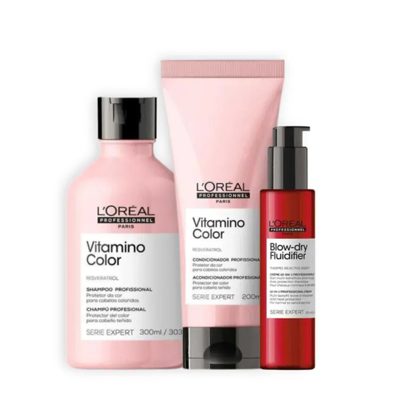 KIT LOREAL VITAMINO COLOR DUO + FLUIDIFIER TéRMICO 150ML
