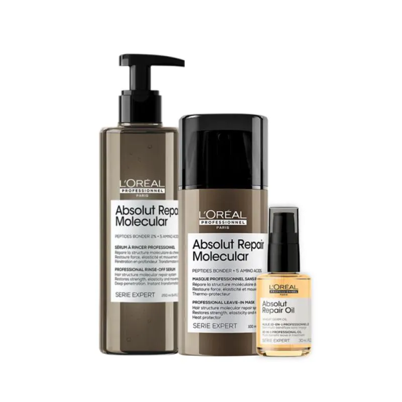 LOREAL ABSOLUT REPAIR MOLECULAR LEAVE-IN + SéRUM + ÓLEO 30ML
