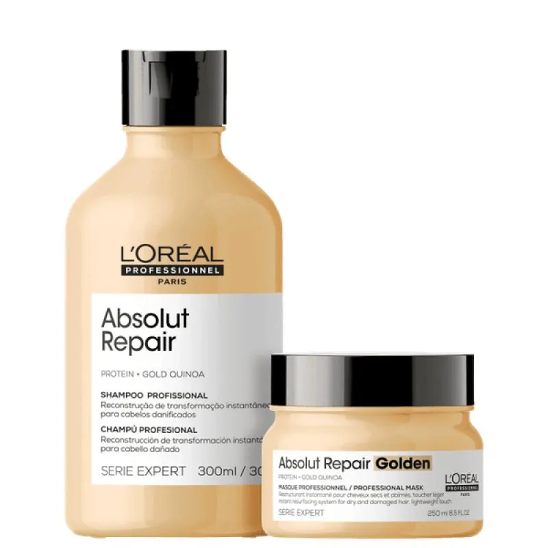 LOREAL ABSOLUT REPAIR GOLD SHAMPOO 300ML + MASCARA LIGHT 250ML