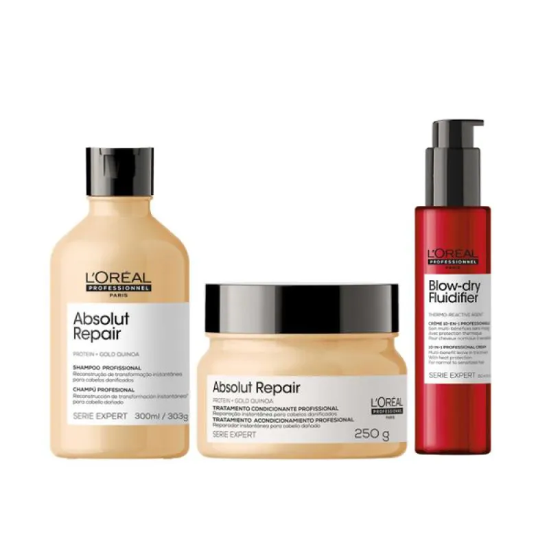 LOREAL ABS REPAIR GOLD SHAMPOO 300ML + MASCARA 250ML + FLUIDIFIER 150ML
