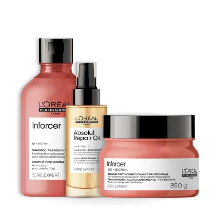 KIT LOREAL INFORCER DUO + ÓLEO TRATAMENTO 90ML